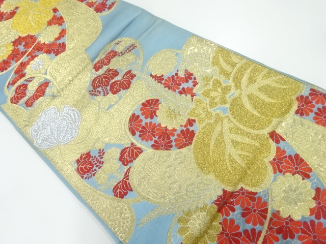 アンティーク　牡丹に菊桐模様織出し袋帯（材料）